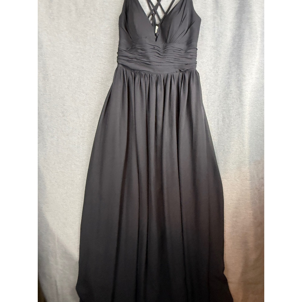 LightInTheBox Black Pleated V-Neck Strappy Back Maxi Evening Gown Dress Size 12